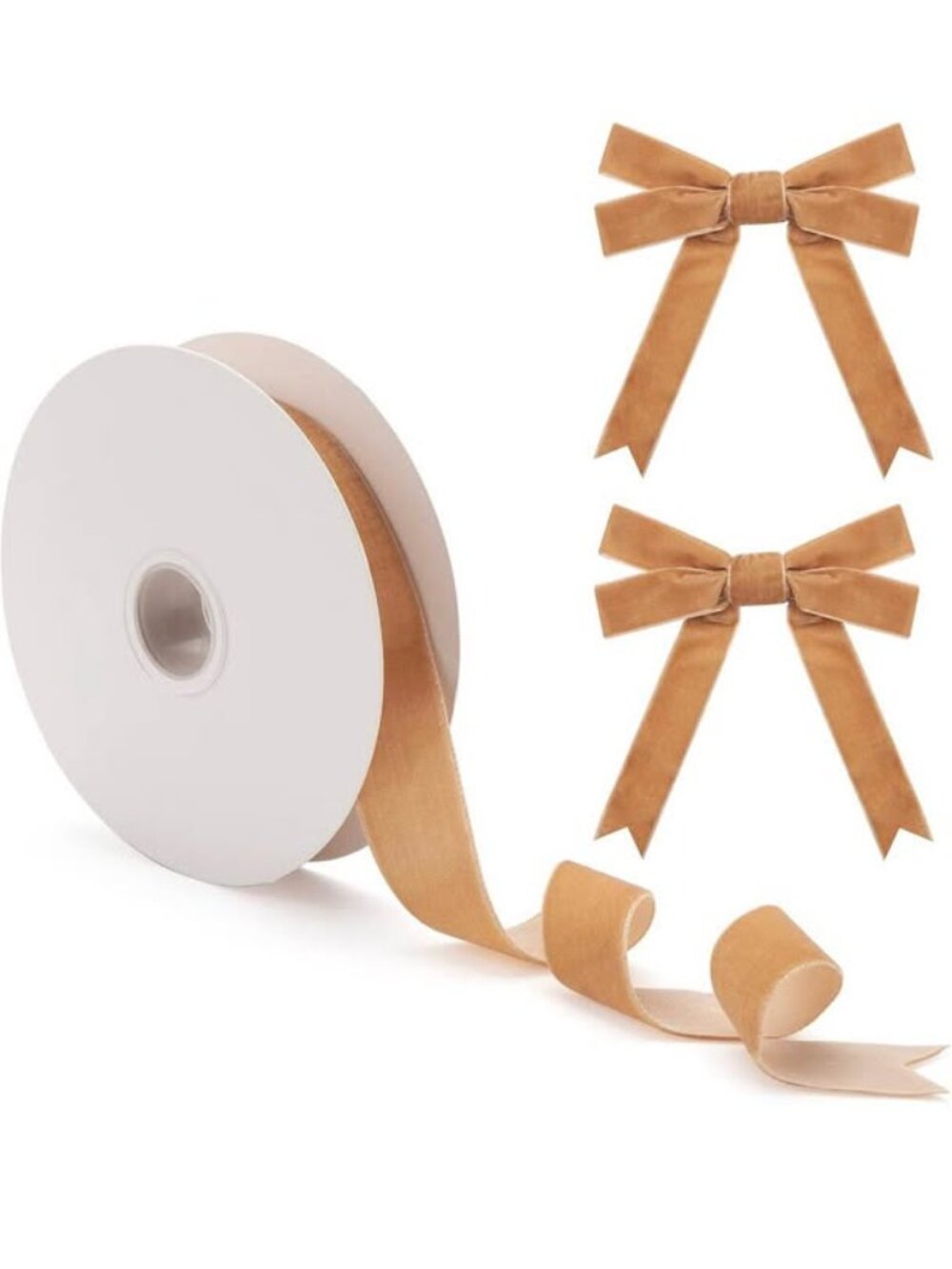 Velvet Ribbon 1 Inch, Vintage Khaki Velvet Ribbon for Gift Wrapping, 25 Yd Thick